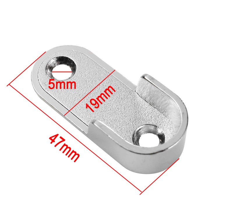 Mcredy Closet Rod Bracket Zinc Alloy Oval Hanging Rail Rod Holder End Bracket Support for Wardrobe Closet, Silver 4-Packs - Image 2